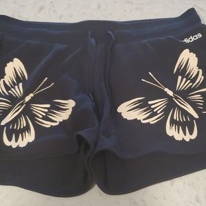 Adidas Women's Navy Shorts with Butterfly Design